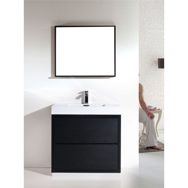 KubeBath FMB36 Bliss 36 Inch Floor Mount Wood Modern Bathroom Vanity