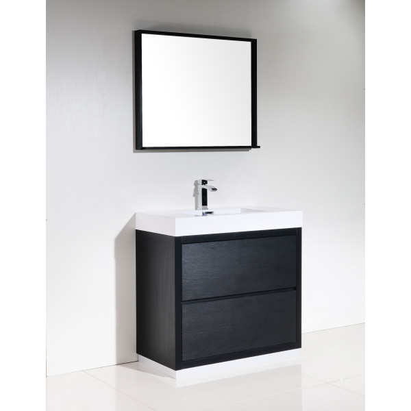KubeBath FMB36 Bliss 36 Inch Floor Mount Wood Modern Bathroom Vanity