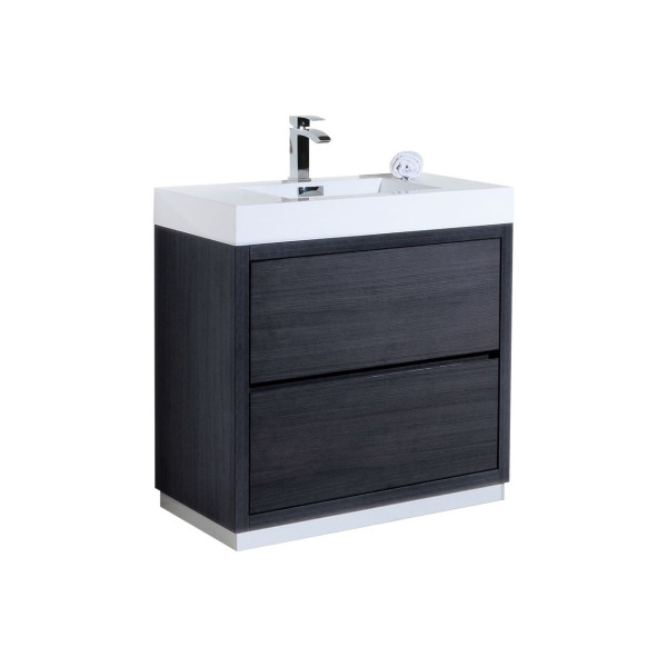 KubeBath FMB36 Bliss 36 Inch Floor Mount Wood Modern Bathroom Vanity