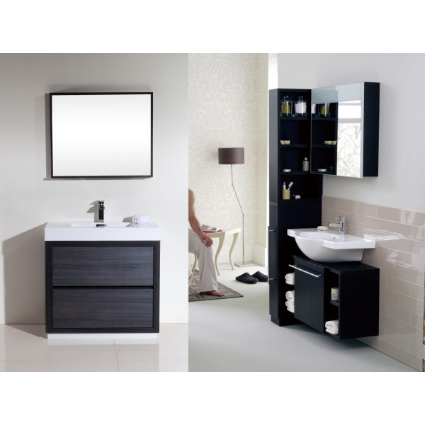 KubeBath FMB36 Bliss 36 Inch Floor Mount Wood Modern Bathroom Vanity