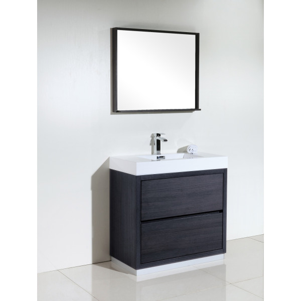 KubeBath FMB36 Bliss 36 Inch Floor Mount Wood Modern Bathroom Vanity