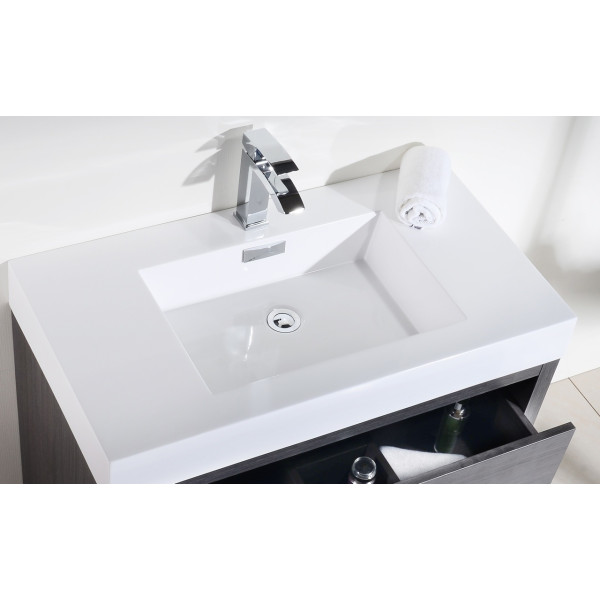 KubeBath FMB36 Bliss 36 Inch Floor Mount Wood Modern Bathroom Vanity