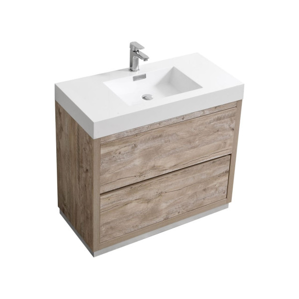 KubeBath FMB36 Bliss 36 Inch Floor Mount Wood Modern Bathroom Vanity