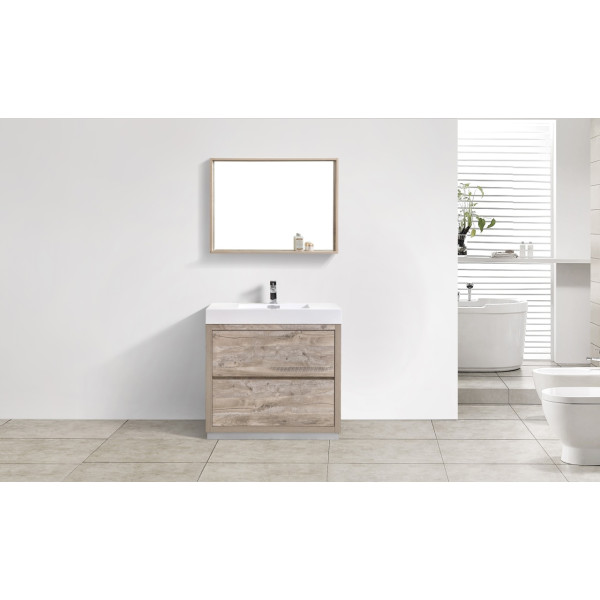 KubeBath FMB36 Bliss 36 Inch Floor Mount Wood Modern Bathroom Vanity
