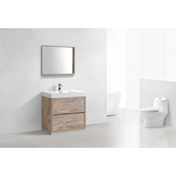 KubeBath FMB36 Bliss 36 Inch Floor Mount Wood Modern Bathroom Vanity
