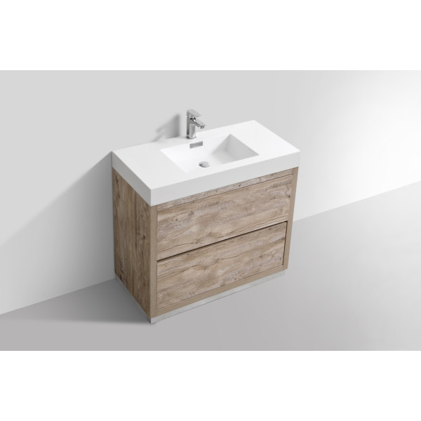 KubeBath FMB36 Bliss 36 Inch Floor Mount Wood Modern Bathroom Vanity