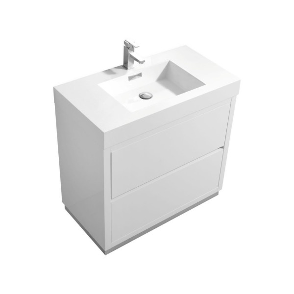 KubeBath FMB36 Bliss 36 Inch Floor Mount Wood Modern Bathroom Vanity
