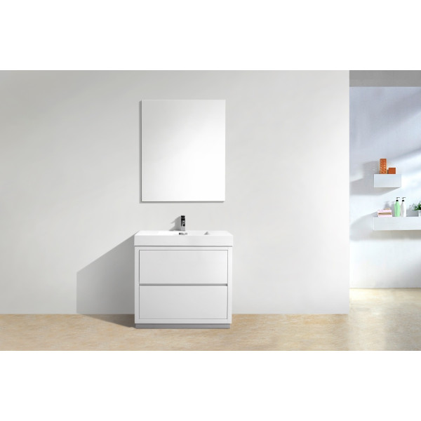 KubeBath FMB36 Bliss 36 Inch Floor Mount Wood Modern Bathroom Vanity