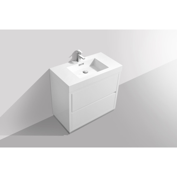 KubeBath FMB36 Bliss 36 Inch Floor Mount Wood Modern Bathroom Vanity