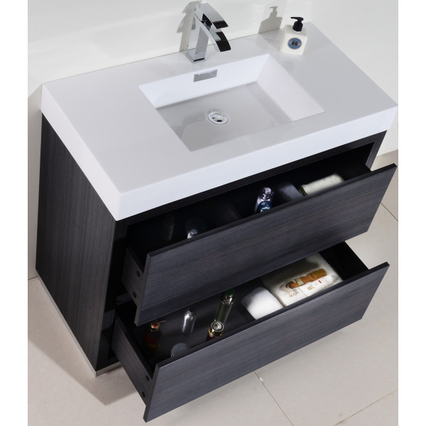 KubeBath FMB40 Bliss 40 Inch Floor Mount Modern Bathroom Vanity