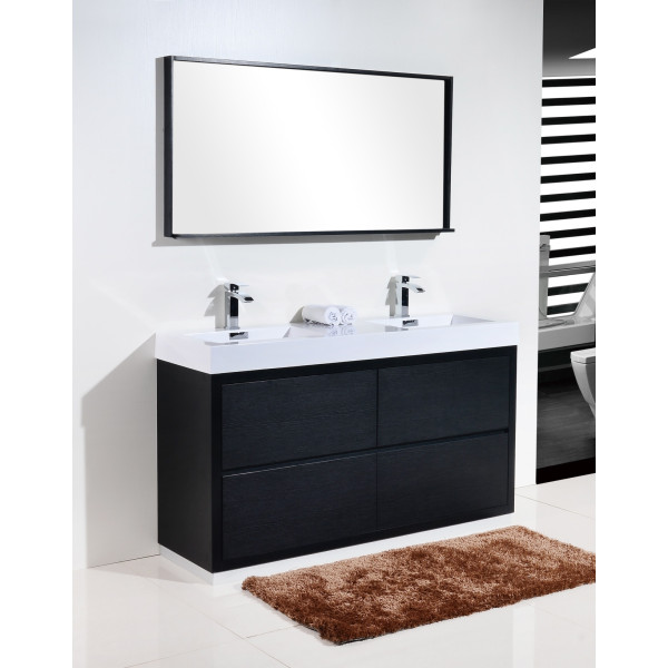 KubeBath FMB60D Bliss 60" Double Sink Free Standing Modern Bathroom Vanity