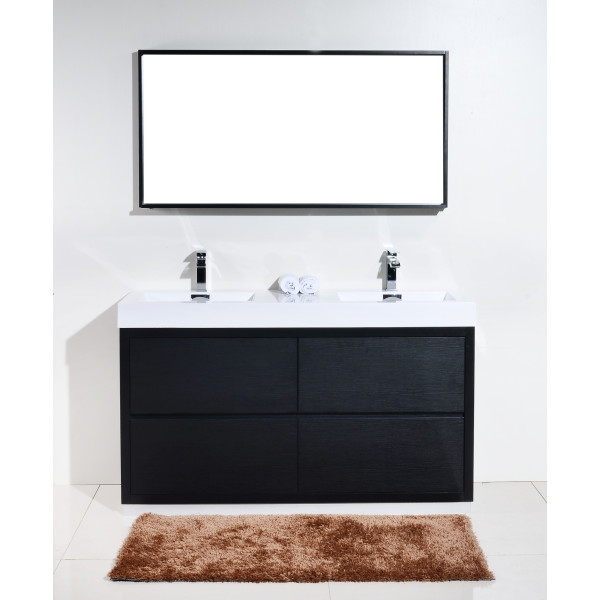 KubeBath FMB60D Bliss 60" Double Sink Free Standing Modern Bathroom Vanity