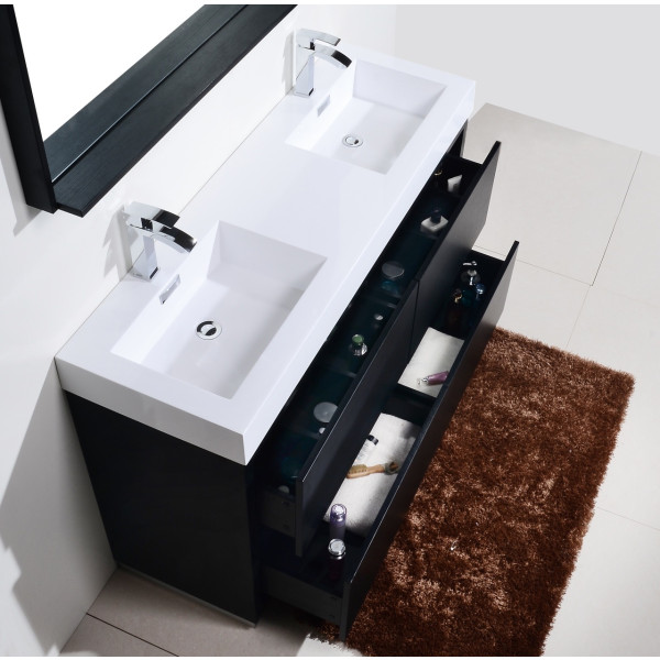 KubeBath FMB60D Bliss 60" Double Sink Free Standing Modern Bathroom Vanity