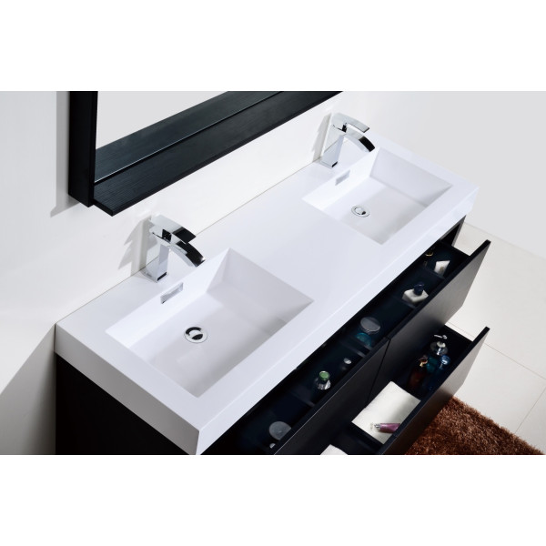 KubeBath FMB60D Bliss 60" Double Sink Free Standing Modern Bathroom Vanity