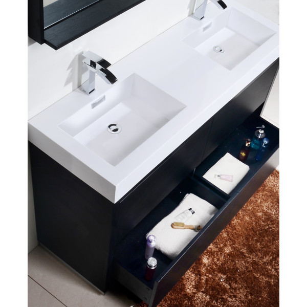KubeBath FMB60D Bliss 60" Double Sink Free Standing Modern Bathroom Vanity