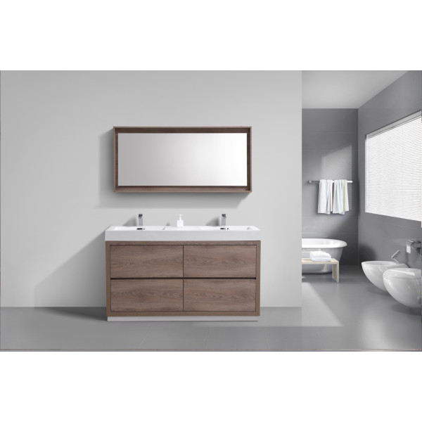 KubeBath FMB60D Bliss 60" Double Sink Free Standing Modern Bathroom Vanity