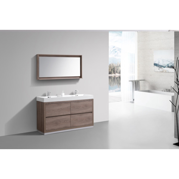 KubeBath FMB60D Bliss 60" Double Sink Free Standing Modern Bathroom Vanity