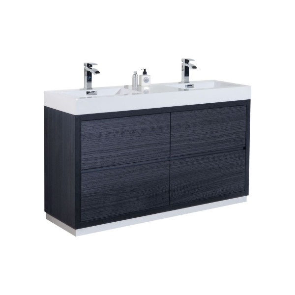 KubeBath FMB60D Bliss 60" Double Sink Free Standing Modern Bathroom Vanity
