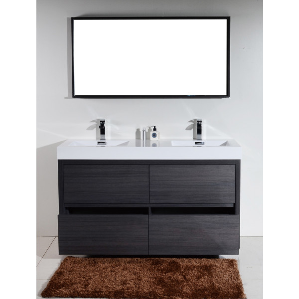 KubeBath FMB60D Bliss 60" Double Sink Free Standing Modern Bathroom Vanity