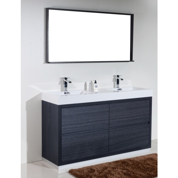 KubeBath FMB60D Bliss 60" Double Sink Free Standing Modern Bathroom Vanity