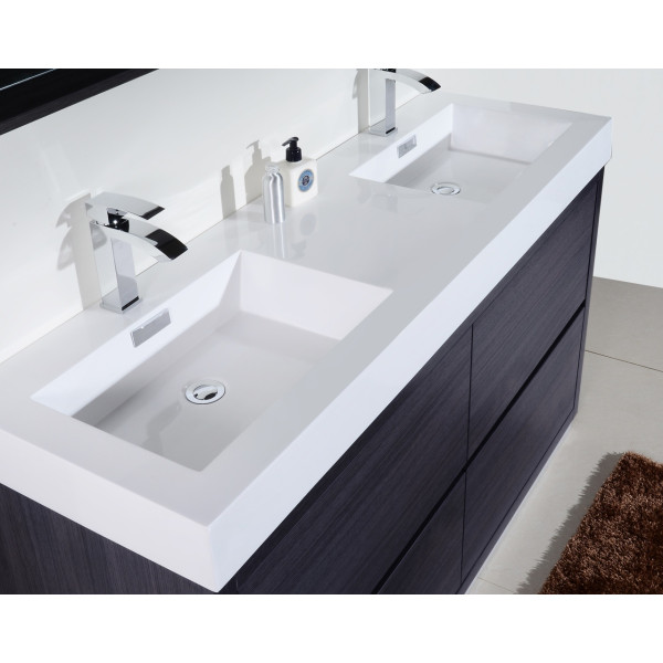 KubeBath FMB60D Bliss 60" Double Sink Free Standing Modern Bathroom Vanity