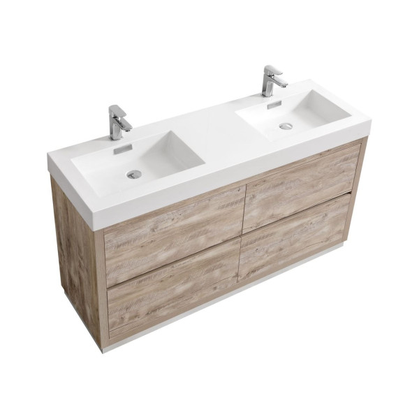 KubeBath FMB60D Bliss 60" Double Sink Free Standing Modern Bathroom Vanity