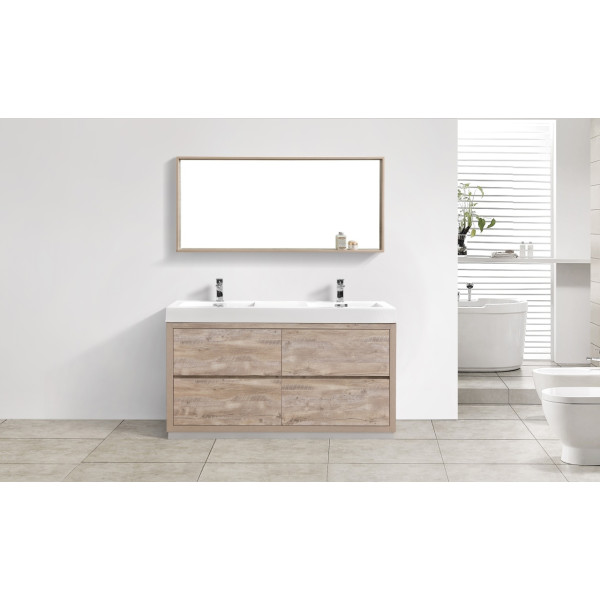 KubeBath FMB60D Bliss 60" Double Sink Free Standing Modern Bathroom Vanity