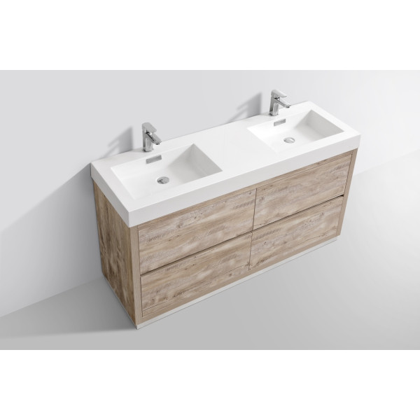 KubeBath FMB60D Bliss 60" Double Sink Free Standing Modern Bathroom Vanity