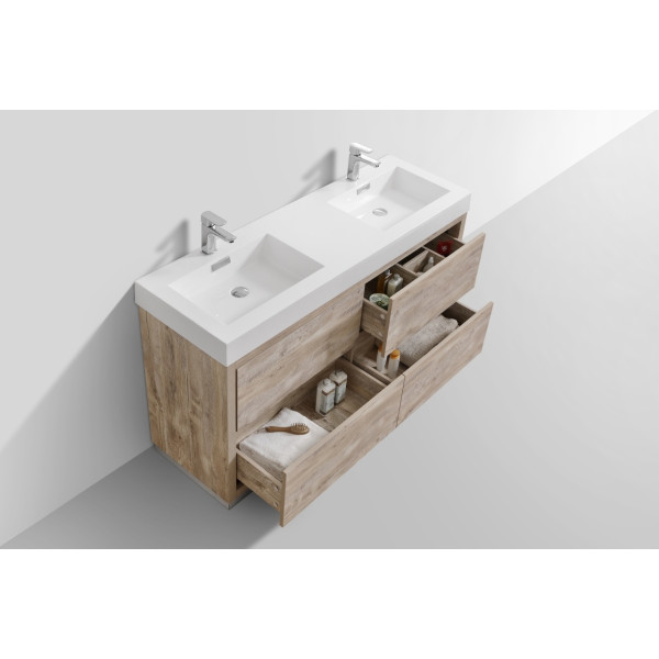 KubeBath FMB60D Bliss 60" Double Sink Free Standing Modern Bathroom Vanity