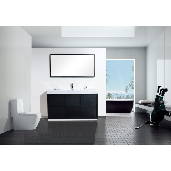 KubeBath FMB60S Bliss 60" Single Sink Free Standing Modern Bathroom Vanity