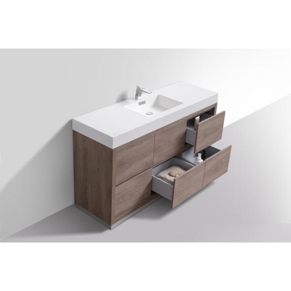 KubeBath FMB60S-BTN Bliss 60" Single Sink Butternut Free Standing Bath Vanity