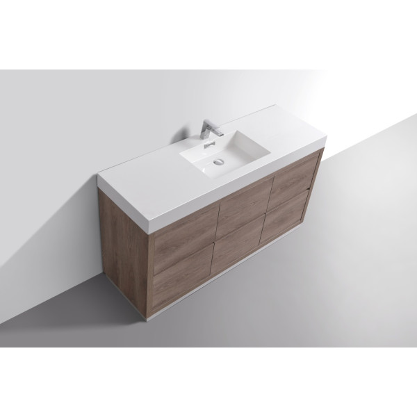 KubeBath FMB60S-BTN Bliss 60" Single Sink Butternut Free Standing Bath Vanity