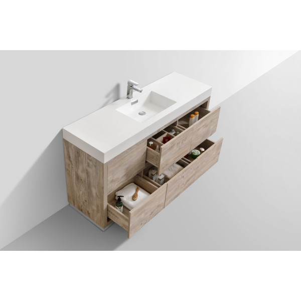 KubeBath FMB60S Bliss 60" Single Sink Free Standing Modern Bathroom Vanity