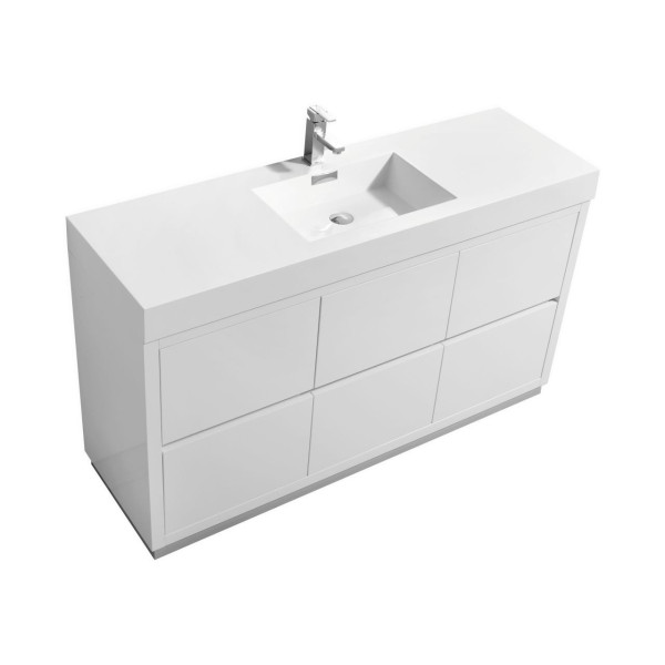 KubeBath FMB60S Bliss 60" Single Sink Free Standing Modern Bathroom Vanity