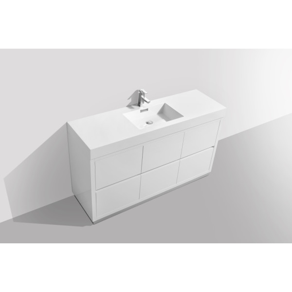 KubeBath FMB60S Bliss 60" Single Sink Free Standing Modern Bathroom Vanity