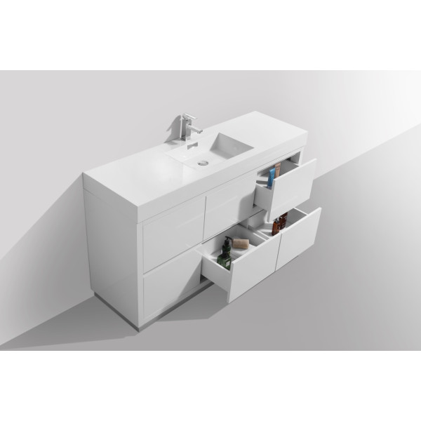 KubeBath FMB60S Bliss 60" Single Sink Free Standing Modern Bathroom Vanity