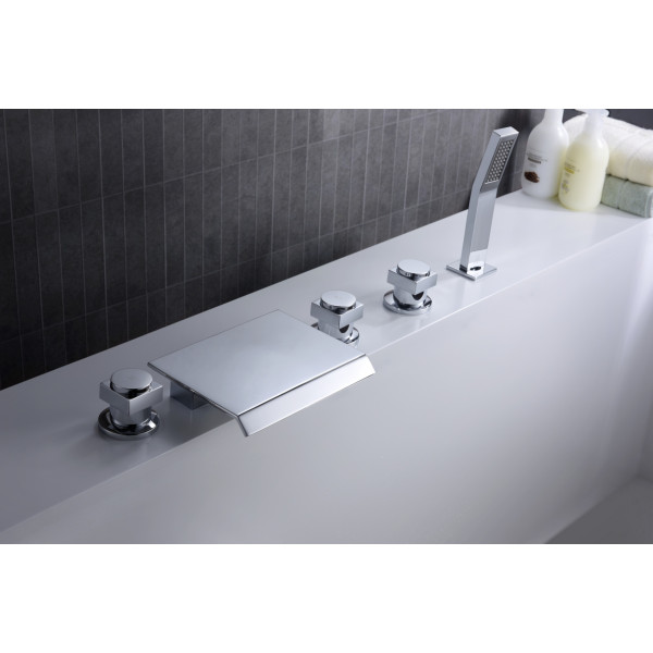 ANZZI FR-AZ044CH Guaira Waterfall Deck Mount Roman Tub Faucet In Chrome