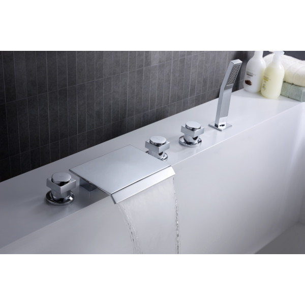 ANZZI FR-AZ044CH Guaira Waterfall Deck Mount Roman Tub Faucet In Chrome