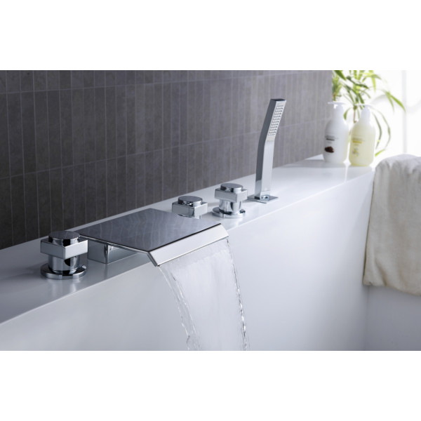 ANZZI FR-AZ044CH Guaira Waterfall Deck Mount Roman Tub Faucet In Chrome