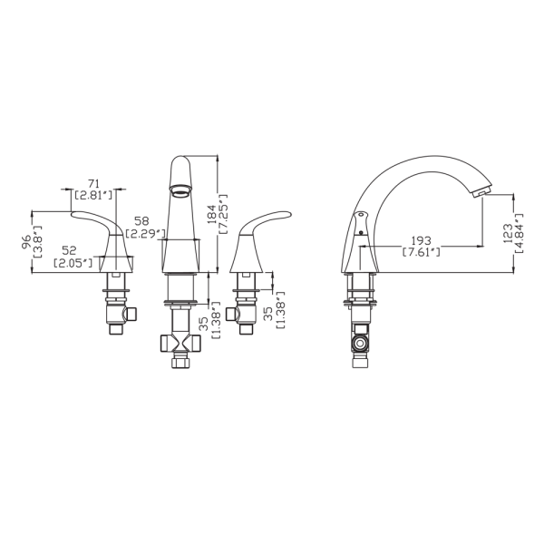 ANZZI FR-AZ073 Note Two Lever Handles Roman Tub Faucet In Polished Chrome