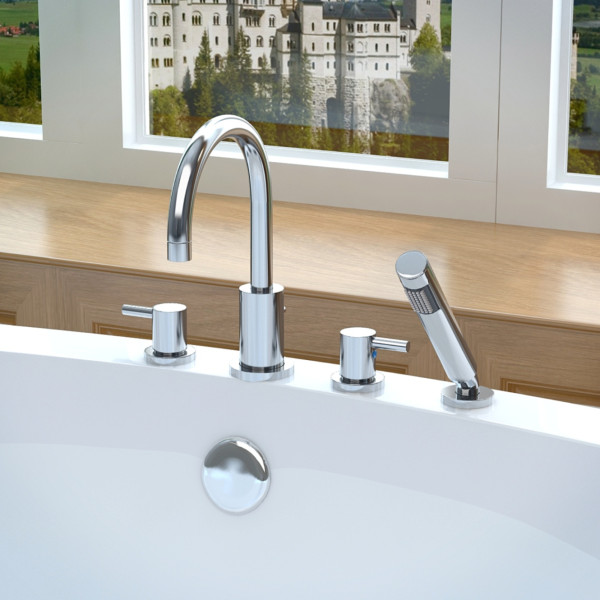 ANZZI FR-AZ275 Lien Deck Mounted Roman Tub Faucet In Polished Chrome