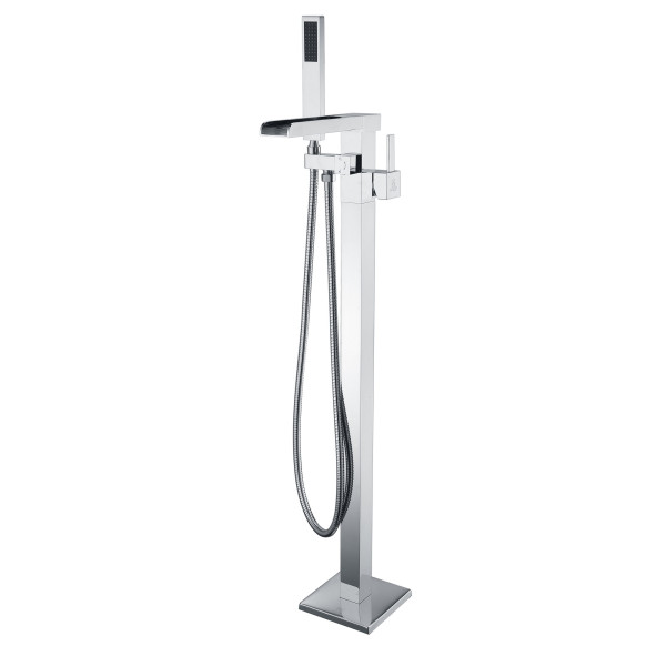 ANZZI FS-AZ0059 Union Lever Handles Waterfall Tub Faucet With Hand Shower