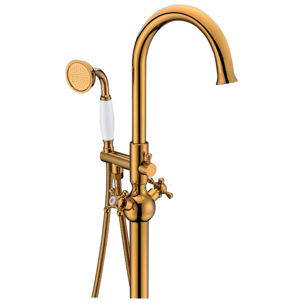 ANZZI FS-AZ0061RG Bridal 3 Handles Tub Faucet With Hand Shower In Gold