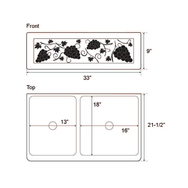 Barclay FSCDB3506-SAC Concord 33” Offset 2 Bowl Antique Copper Farmer Sink