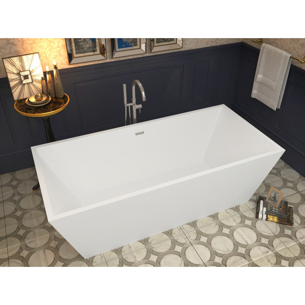 ANZZI FT-AZ002 Fjord Acrylic Center Drain Freestanding Bathtub Glossy White