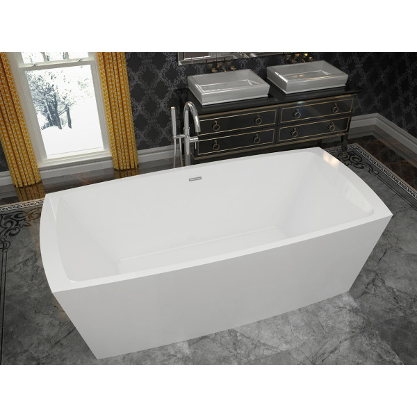 ANZZI FT-AZ003 Arthur Acrylic Center Drain Freestanding Tub In Glossy White