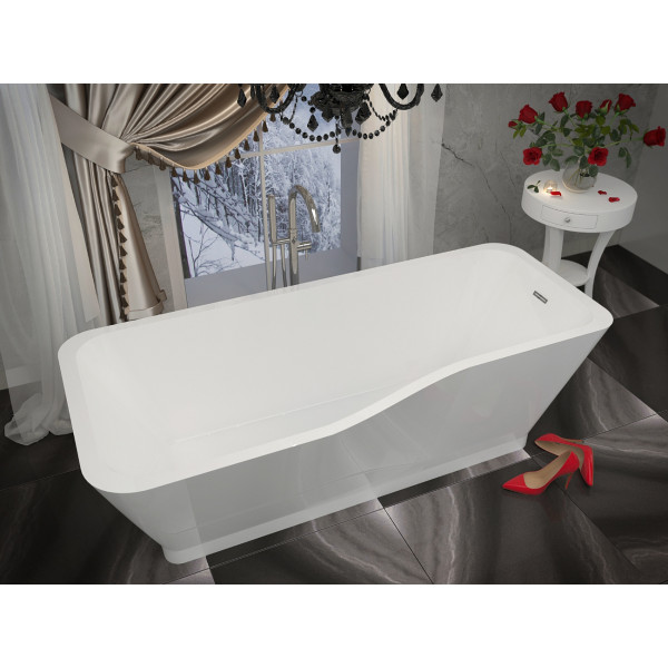 ANZZI FT-AZ004 Salva Reversible Drain Freestanding Bathtub In Glossy White