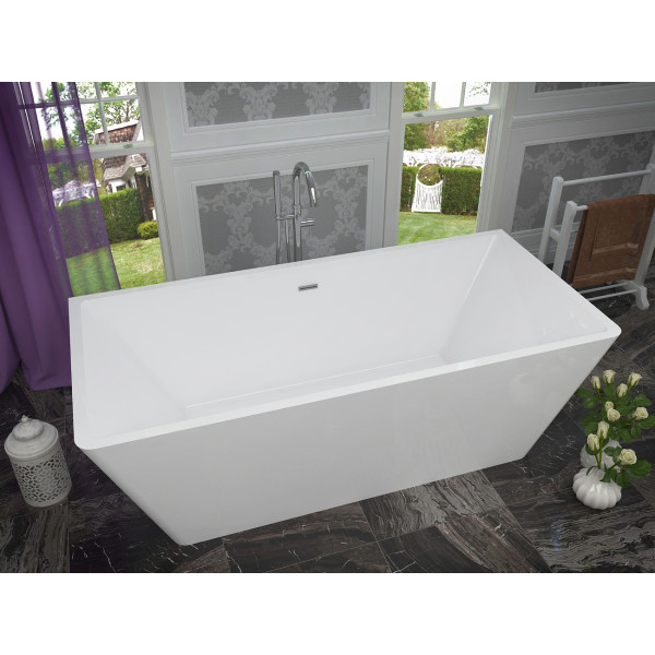 ANZZI FT-AZ005 Majanel Center Drain Freestanding Bathtub In Glossy White