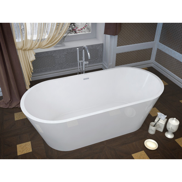 ANZZI FT-AZ009 Dover 5.6 ft. Center Drain Freestanding Bathtub Glossy White