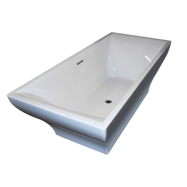 ANZZI FT-AZ010 Vision Center Drain Freestanding Bathtub In Glossy White
